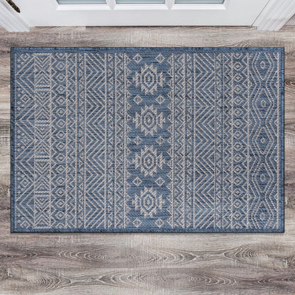Tapis d'intérieur/extérieur texturé à motif géométrique bohème vieilli World Rug Gallery