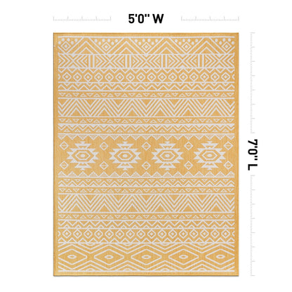 Tapis d'intérieur/extérieur texturé à motif géométrique bohème vieilli World Rug Gallery