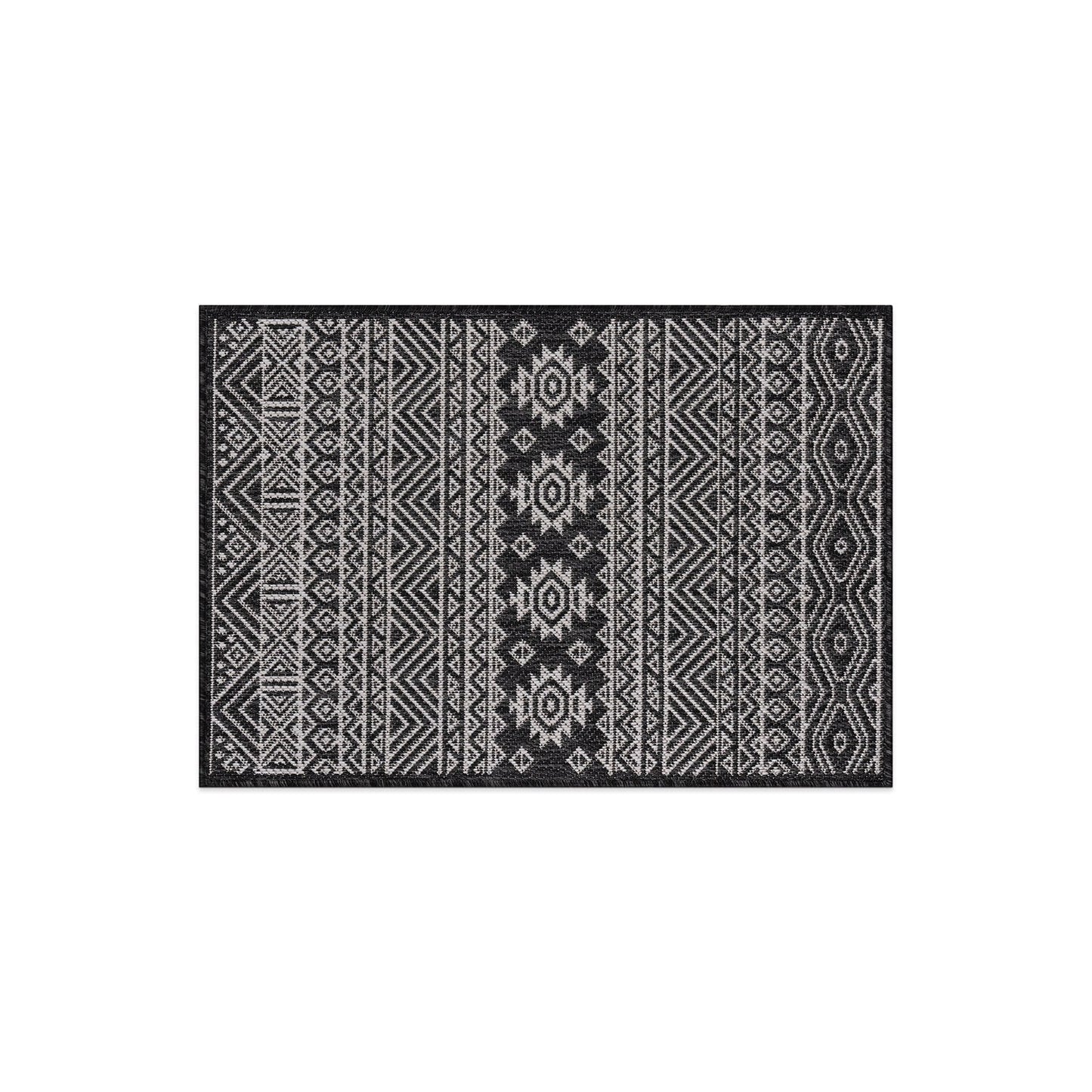Tapis d'intérieur/extérieur texturé à motif géométrique bohème vieilli World Rug Gallery