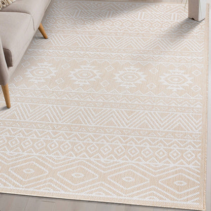 Tapis d'intérieur/extérieur texturé à motif géométrique bohème vieilli World Rug Gallery
