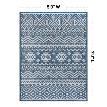Tapis d'intérieur/extérieur texturé à motif géométrique bohème vieilli World Rug Gallery