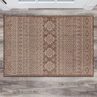 Tapis d'intérieur/extérieur texturé à motif géométrique bohème vieilli World Rug Gallery