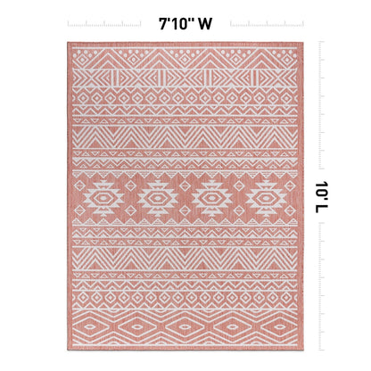 Tapis d'intérieur/extérieur texturé à motif géométrique bohème vieilli World Rug Gallery