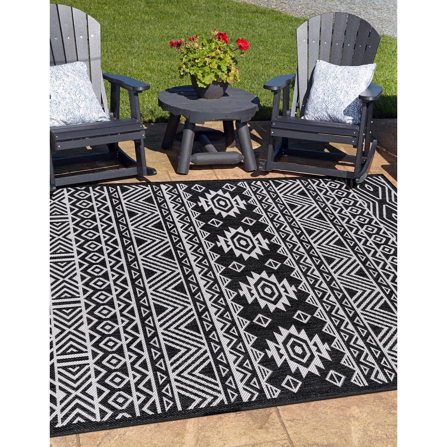 Tapis d'intérieur/extérieur texturé à motif géométrique bohème vieilli World Rug Gallery