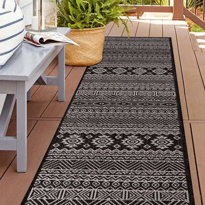 Tapis d'intérieur/extérieur texturé à motif géométrique bohème vieilli World Rug Gallery