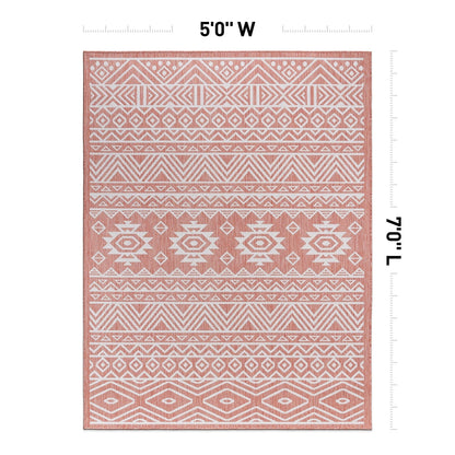 Tapis d'intérieur/extérieur texturé à motif géométrique bohème vieilli World Rug Gallery