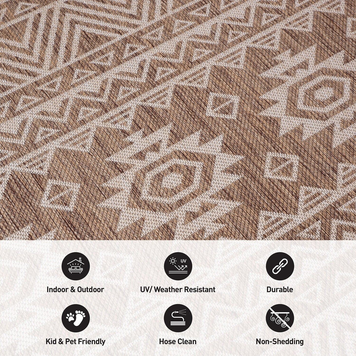 Tapis d'intérieur/extérieur texturé à motif géométrique bohème vieilli World Rug Gallery