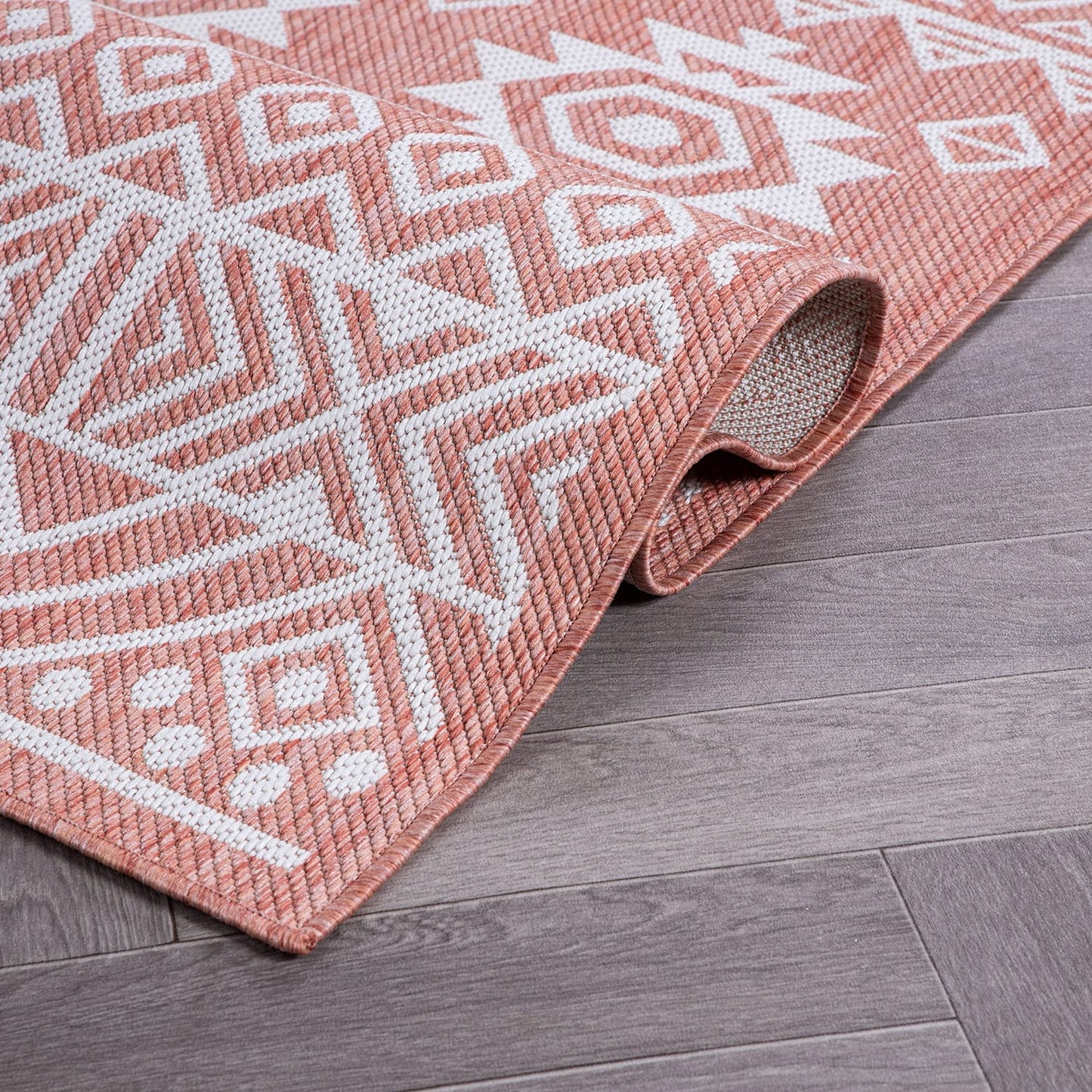 Tapis d'intérieur/extérieur texturé à motif géométrique bohème vieilli World Rug Gallery