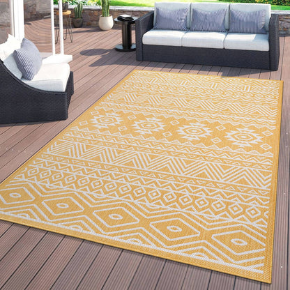 Tapis d'intérieur/extérieur texturé à motif géométrique bohème vieilli World Rug Gallery