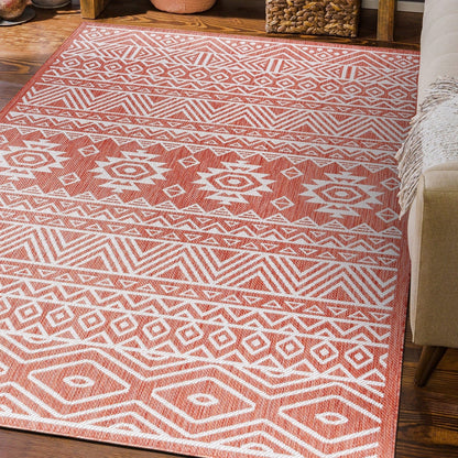 Tapis d'intérieur/extérieur texturé à motif géométrique bohème vieilli World Rug Gallery