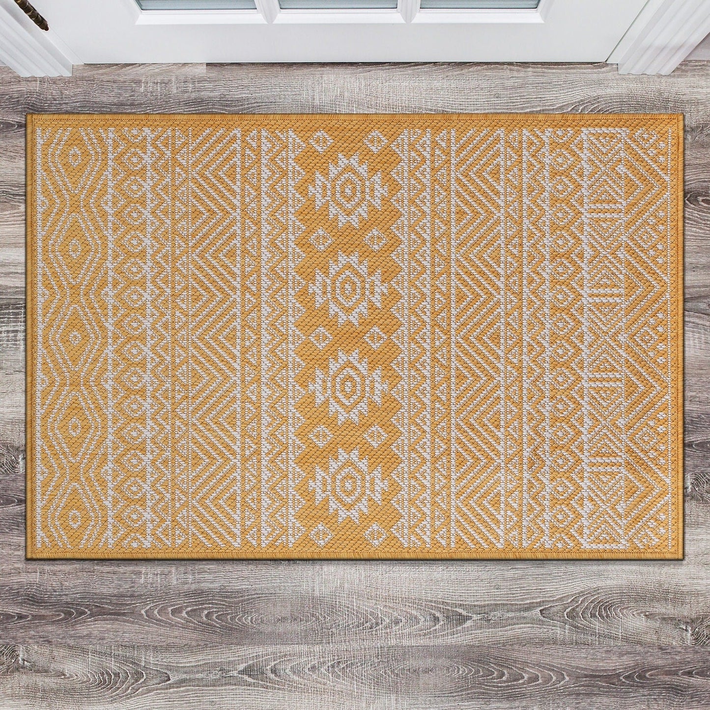 Tapis d'intérieur/extérieur texturé à motif géométrique bohème vieilli World Rug Gallery