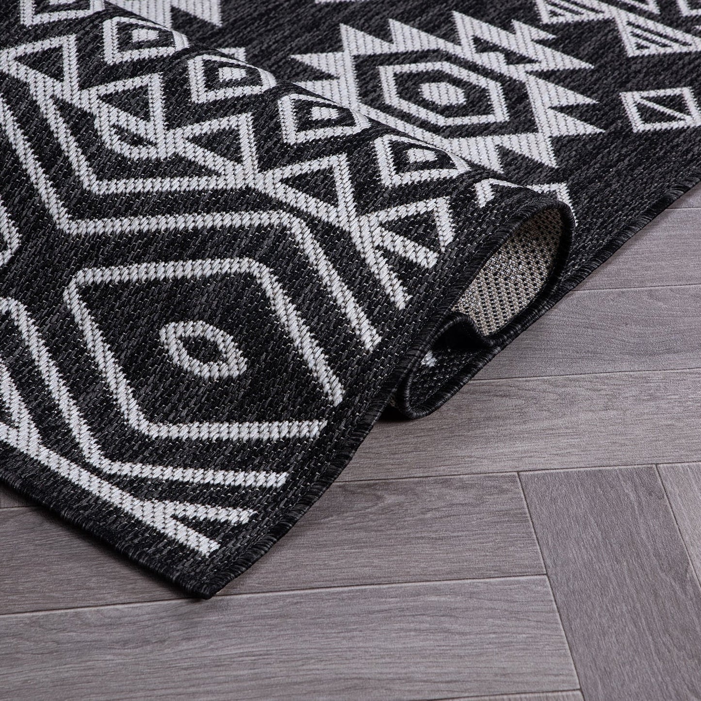 Tapis d'intérieur/extérieur texturé à motif géométrique bohème vieilli World Rug Gallery
