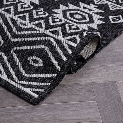 Tapis d'intérieur/extérieur texturé à motif géométrique bohème vieilli World Rug Gallery