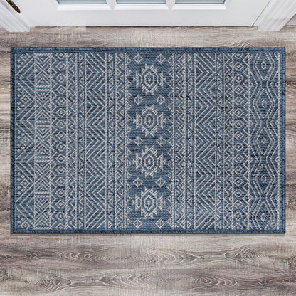 Tapis d'intérieur/extérieur texturé à motif géométrique bohème vieilli World Rug Gallery
