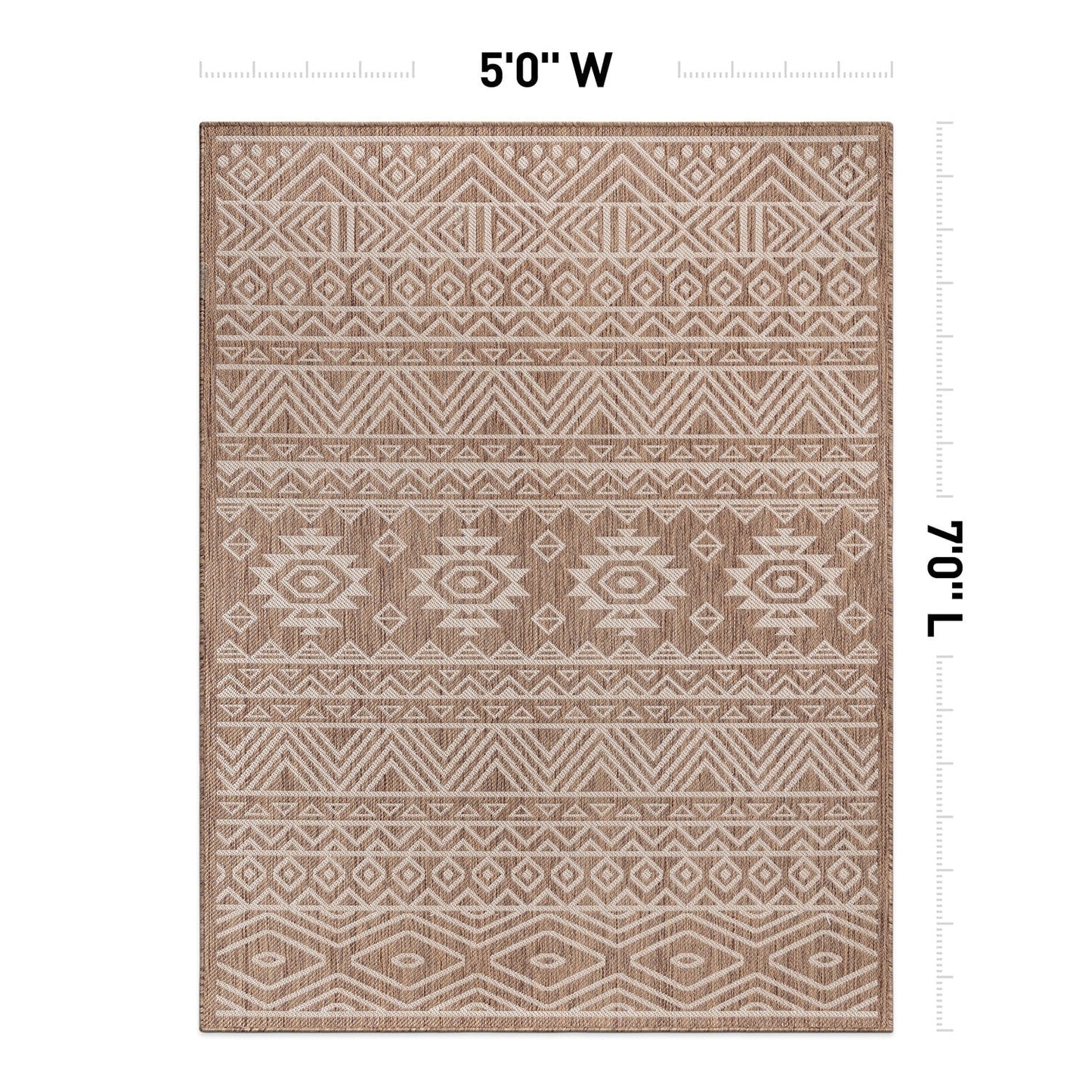 Tapis d'intérieur/extérieur texturé à motif géométrique bohème vieilli World Rug Gallery