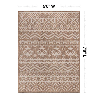 Tapis d'intérieur/extérieur texturé à motif géométrique bohème vieilli World Rug Gallery