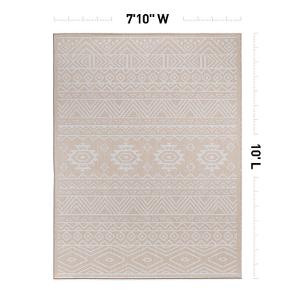 Tapis d'intérieur/extérieur texturé à motif géométrique bohème vieilli World Rug Gallery