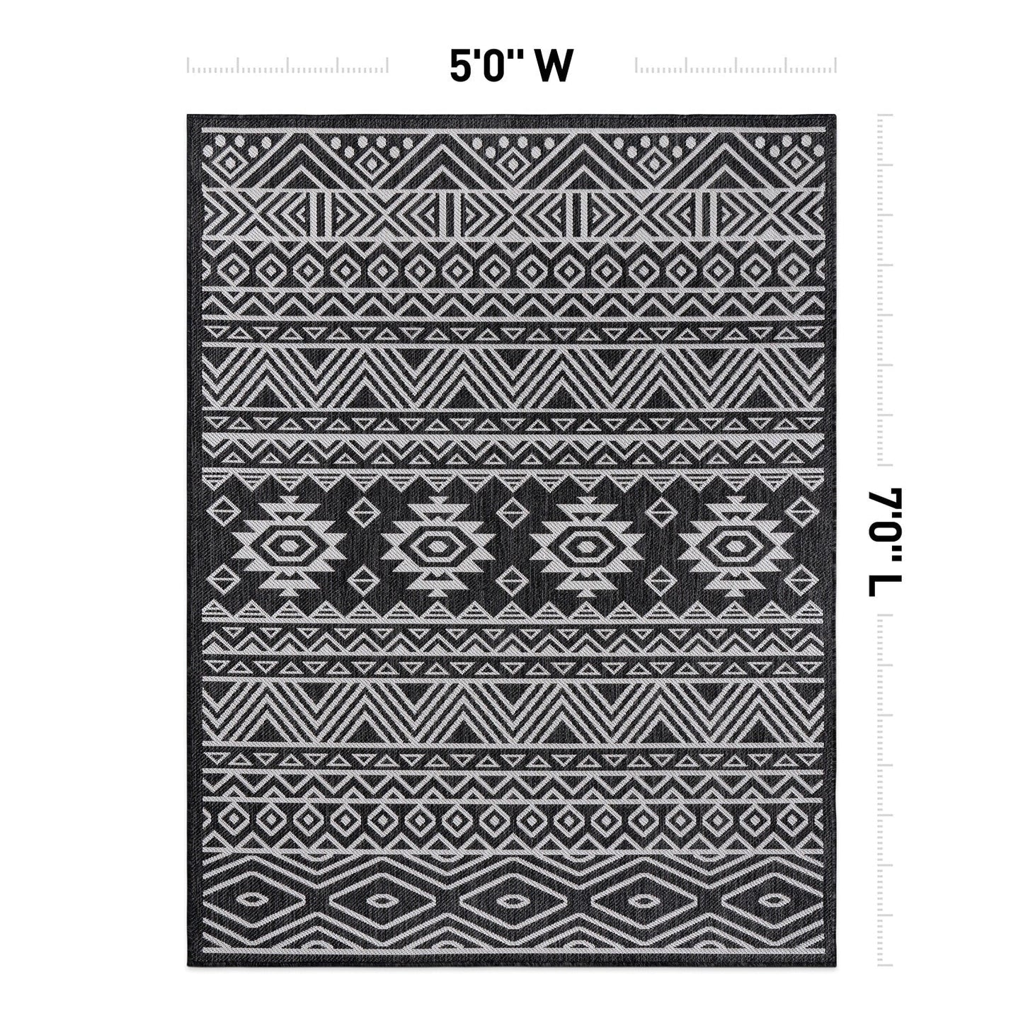 Tapis d'intérieur/extérieur texturé à motif géométrique bohème vieilli World Rug Gallery