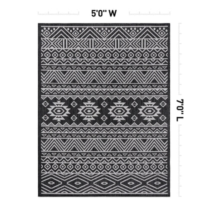 Tapis d'intérieur/extérieur texturé à motif géométrique bohème vieilli World Rug Gallery