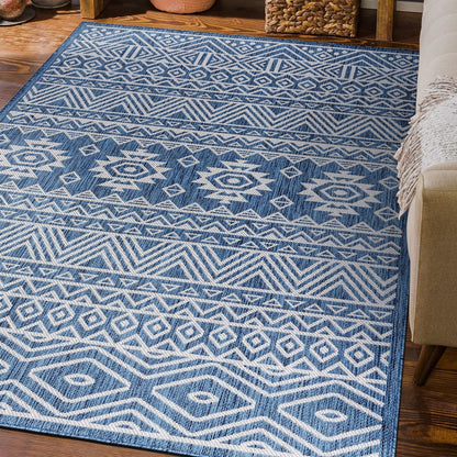Tapis d'intérieur/extérieur texturé à motif géométrique bohème vieilli World Rug Gallery