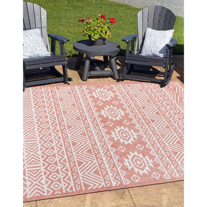 Tapis d'intérieur/extérieur texturé à motif géométrique bohème vieilli World Rug Gallery