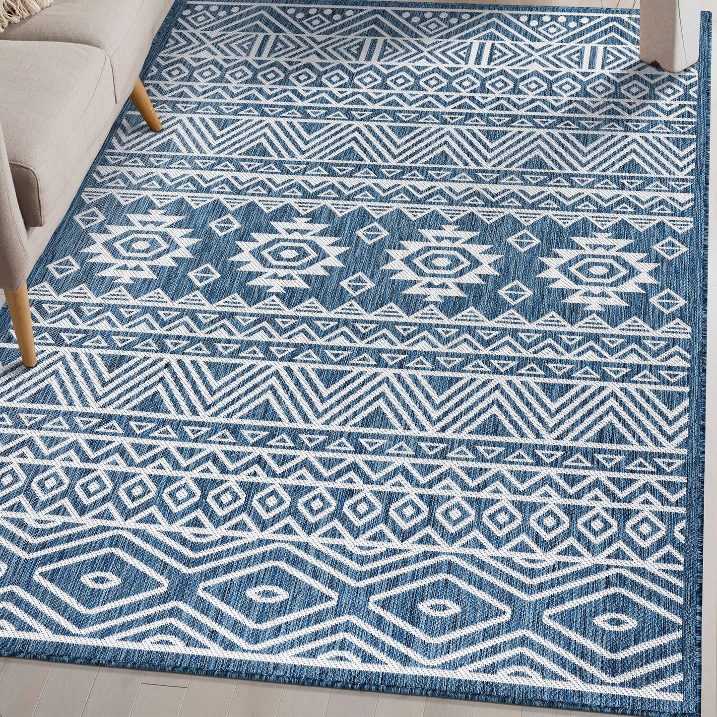 Tapis d'intérieur/extérieur texturé à motif géométrique bohème vieilli World Rug Gallery