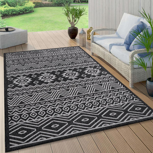Tapis d'intérieur/extérieur texturé à motif géométrique bohème vieilli World Rug Gallery