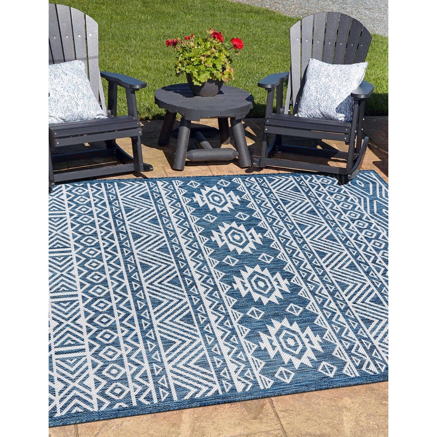 Tapis d'intérieur/extérieur texturé à motif géométrique bohème vieilli World Rug Gallery