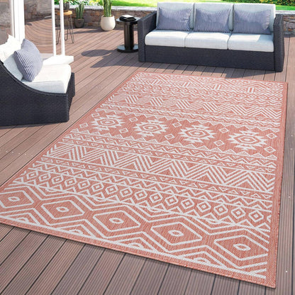 Tapis d'intérieur/extérieur texturé à motif géométrique bohème vieilli World Rug Gallery