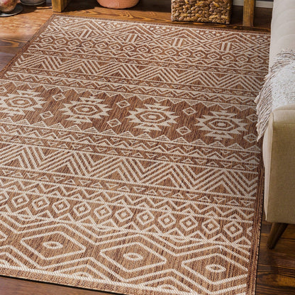 Tapis d'intérieur/extérieur texturé à motif géométrique bohème vieilli World Rug Gallery