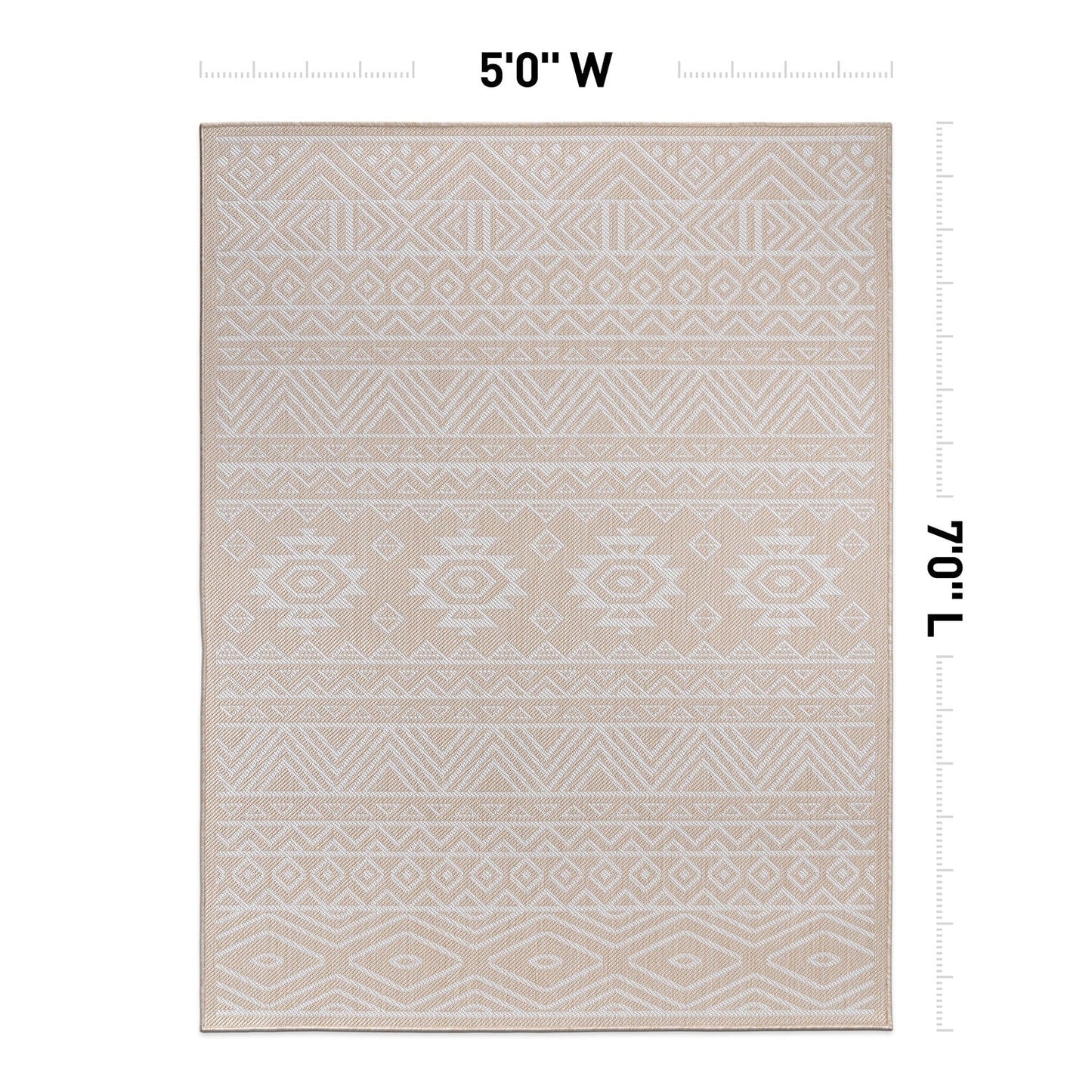 Tapis d'intérieur/extérieur texturé à motif géométrique bohème vieilli World Rug Gallery