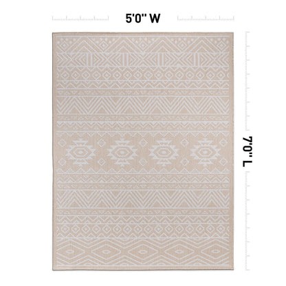 Tapis d'intérieur/extérieur texturé à motif géométrique bohème vieilli World Rug Gallery