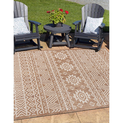 Tapis d'intérieur/extérieur texturé à motif géométrique bohème vieilli World Rug Gallery
