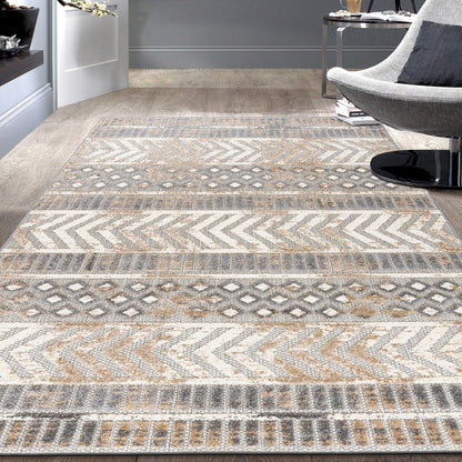 Tapis d'intérieur/extérieur géométrique vieilli World Rug Gallery