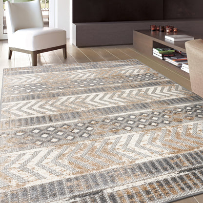 Tapis d'intérieur/extérieur géométrique vieilli World Rug Gallery