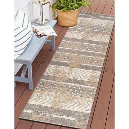 Tapis d'intérieur/extérieur géométrique vieilli World Rug Gallery