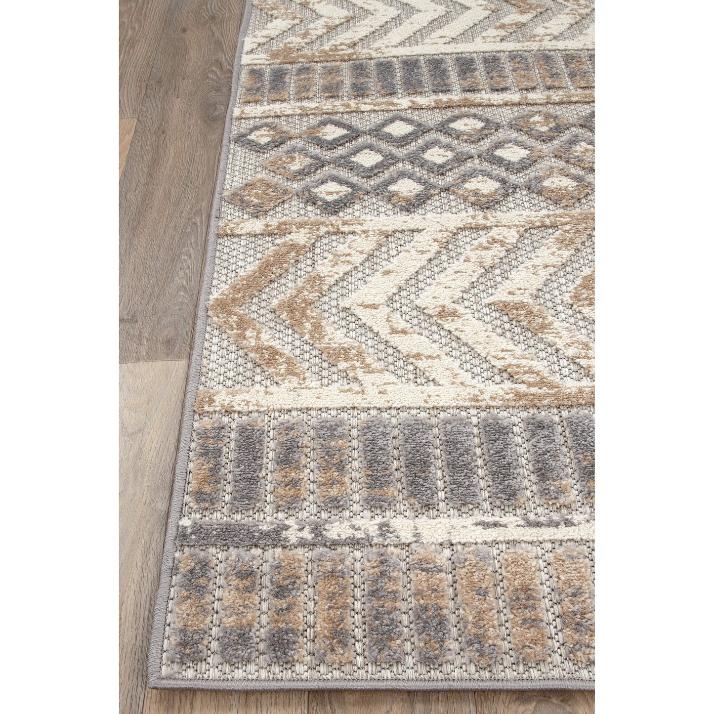 Tapis d'intérieur/extérieur géométrique vieilli World Rug Gallery