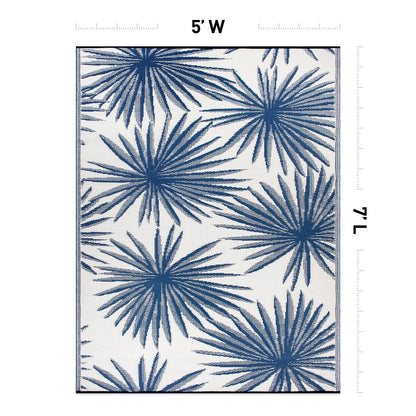 Tapis d'extérieur réversibles en plastique recyclé à motifs floraux tropicaux de la World Rug Gallery