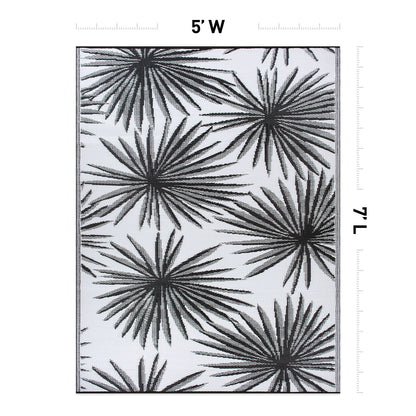 Tapis d'extérieur réversibles en plastique recyclé à motifs floraux tropicaux de la World Rug Gallery