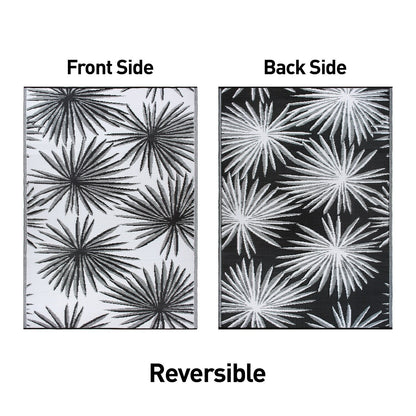 Tapis d'extérieur réversibles en plastique recyclé à motifs floraux tropicaux de la World Rug Gallery