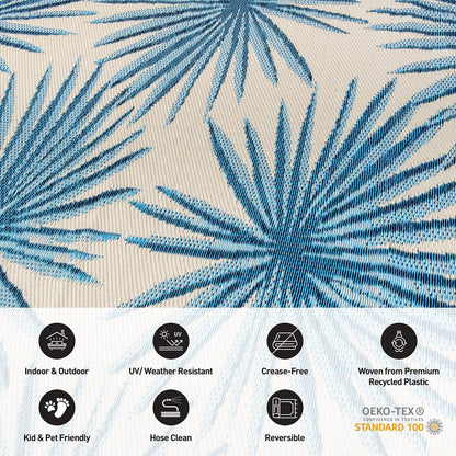 Tapis d'extérieur réversibles en plastique recyclé à motifs floraux tropicaux de la World Rug Gallery