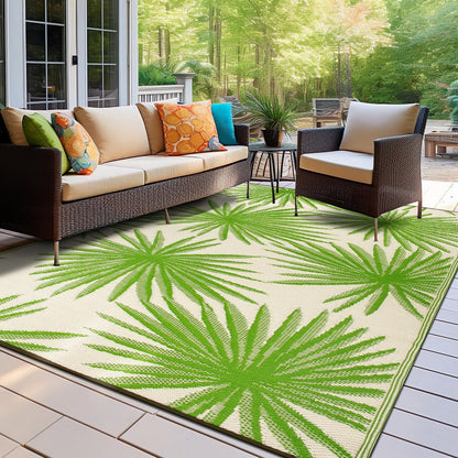 Tapis d'extérieur réversibles en plastique recyclé à motifs floraux tropicaux de la World Rug Gallery