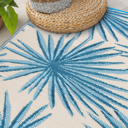 Tapis d'extérieur réversibles en plastique recyclé à motifs floraux tropicaux de la World Rug Gallery