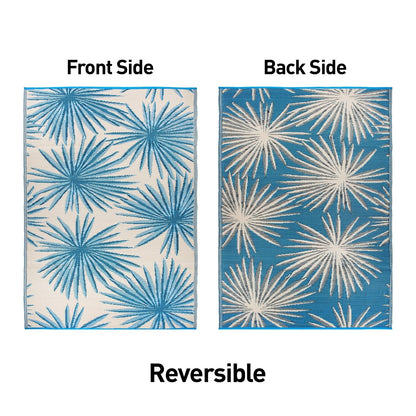 Tapis d'extérieur réversibles en plastique recyclé à motifs floraux tropicaux de la World Rug Gallery