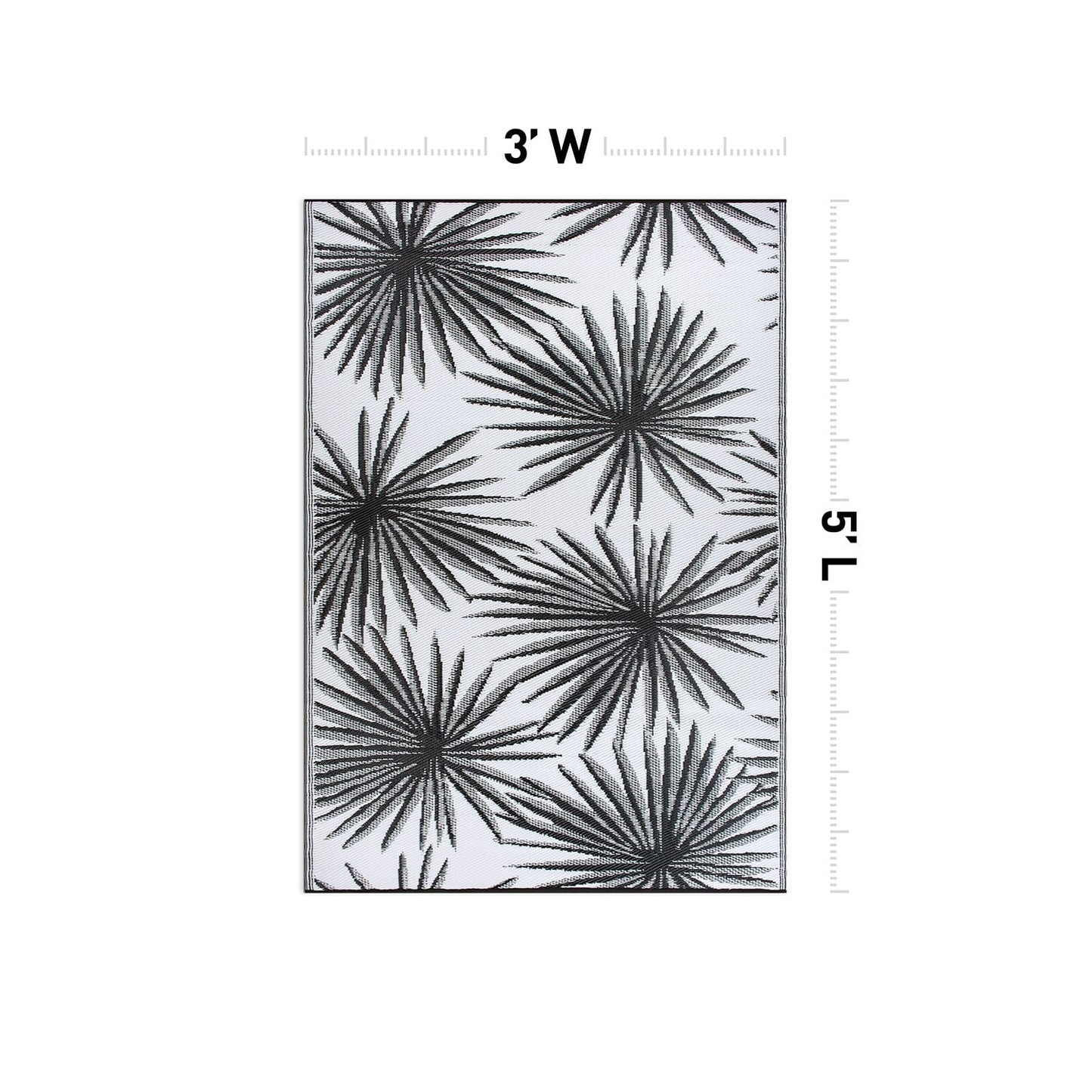 Tapis d'extérieur réversibles en plastique recyclé à motifs floraux tropicaux de la World Rug Gallery