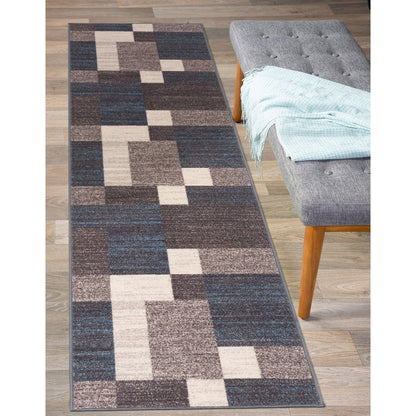 Tapis antidérapant au design moderne de boîtes de la World Rug Gallery