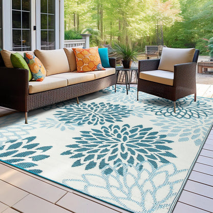 Tapis d'extérieur réversibles en plastique recyclé à motifs floraux modernes Aloha de la World Rug Gallery