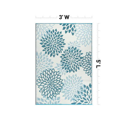 Tapis d'extérieur réversibles en plastique recyclé à motifs floraux modernes Aloha de la World Rug Gallery