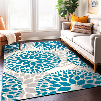 Tapis moderne à motifs floraux circulaires de la World Rug Gallery