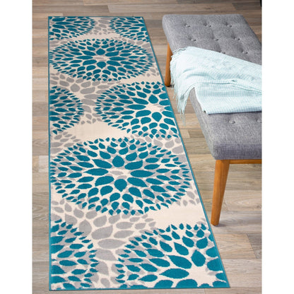 Tapis moderne à motifs floraux circulaires de la World Rug Gallery
